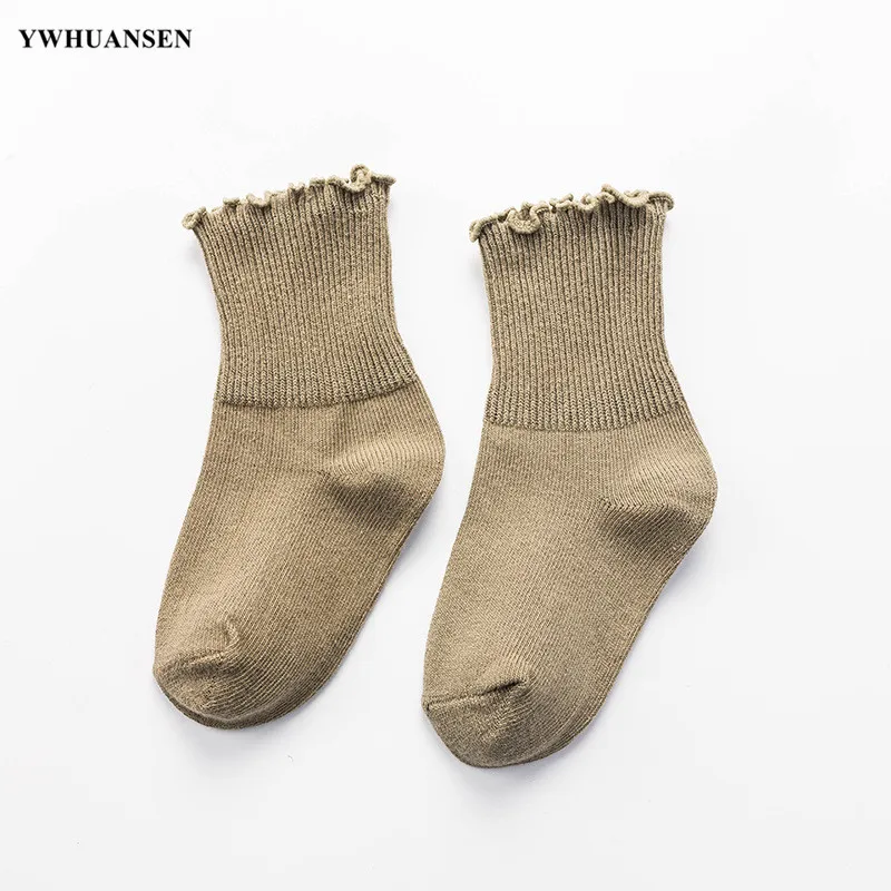YWHUANSEN 1 to 8 Yr 10 Colors Spring Autumn Children's Socks Candy-colored Cotton Socks For Girls Ruffle Edge Kids Toddler