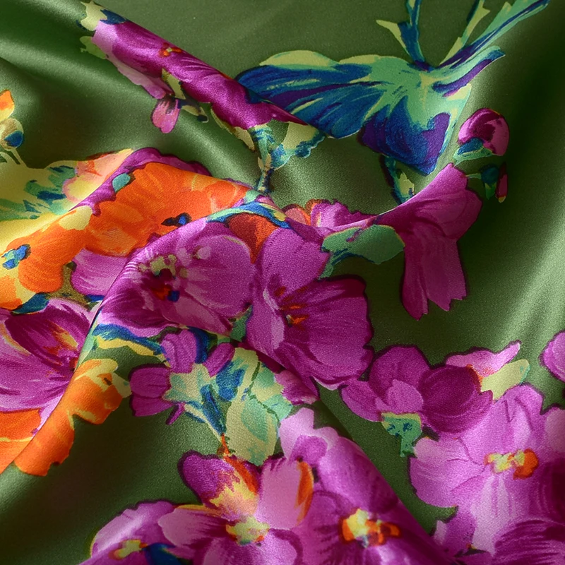 【Atelier silky】 HYSK 100% real silk satin fabric meadow vintage floral hand