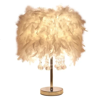 

Simplicity Bedroom Bedside Cupboard Night Light Originality Cozy Romantic SentimentDesk Lamp Pink Feather Lamp Daglichtlamp