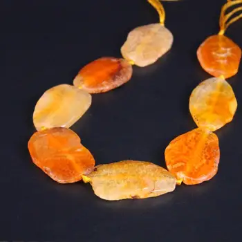 

Natural 30-33X43-50mm Orange Yellow Raw Dragon Veins Agate Gems Stone Lace Loose Beads 15"
