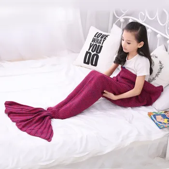 

Kids Mermaid Blanket For Baby Girl Child Mermaid Tail Blankets Air Conditioning Sofa Sleeping Bag Crochet Knitting Throw Blanket