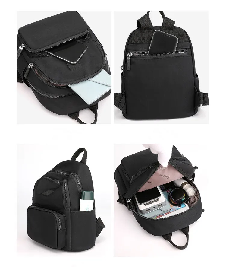 Waterproof Fashion Backpack for Women – Stylish Small Travel Bag black