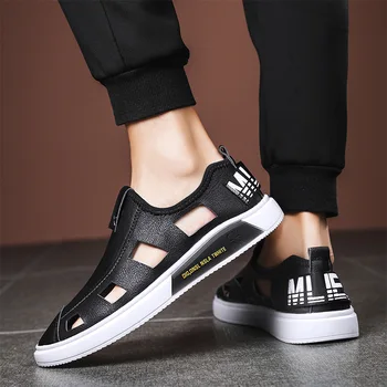 

2020 Summer Fashion Sandals Men Leather Shoes PU Leather Soft Comfortable Male Summer Shoes Beach Holiday Footwear KA2328
