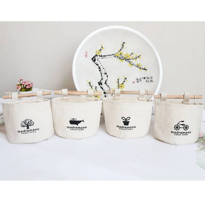 Cotton and Linen Hanging Storage Bag Half Round Baskets Of Composable Organizer Bag For Home Decoration And Sundries Collection