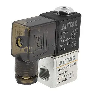 DC 12V 3W 2 Way 2 Позиция 12mm Dia резьба Пневматический воздушный электромагнитный клапан