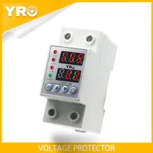 Din Rail Dual Display Adjustable Over Voltage Current and Under Voltage Protective Device Protector Relay 63A 230V