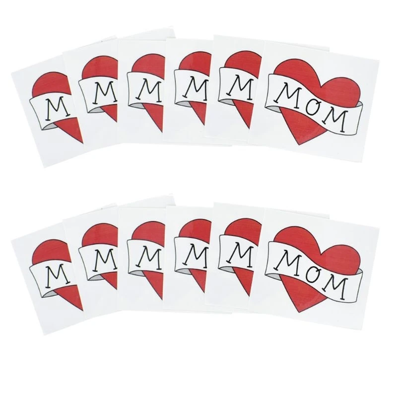 

Waterproof Removable Temporary Tattoo Sticker Red Heart Love Dad/Mom Kids Boys Girls Fake Tattoos Child Baby Photography