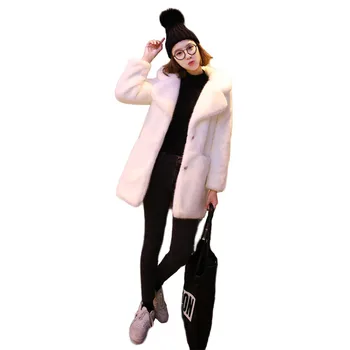 

Faux fur coat women white plus size loose fur jacket 2020 new autumn and winter office pink thick warmth clothing feminina LD776