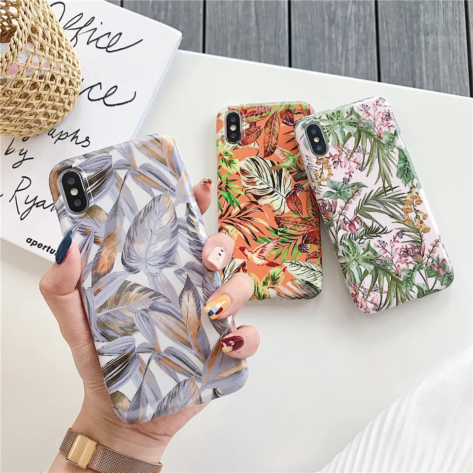 Awesome Leaf mobile phone funda cover For Apple iPhone X 8 plus 7 6s XR 6 XS MAX Cases |