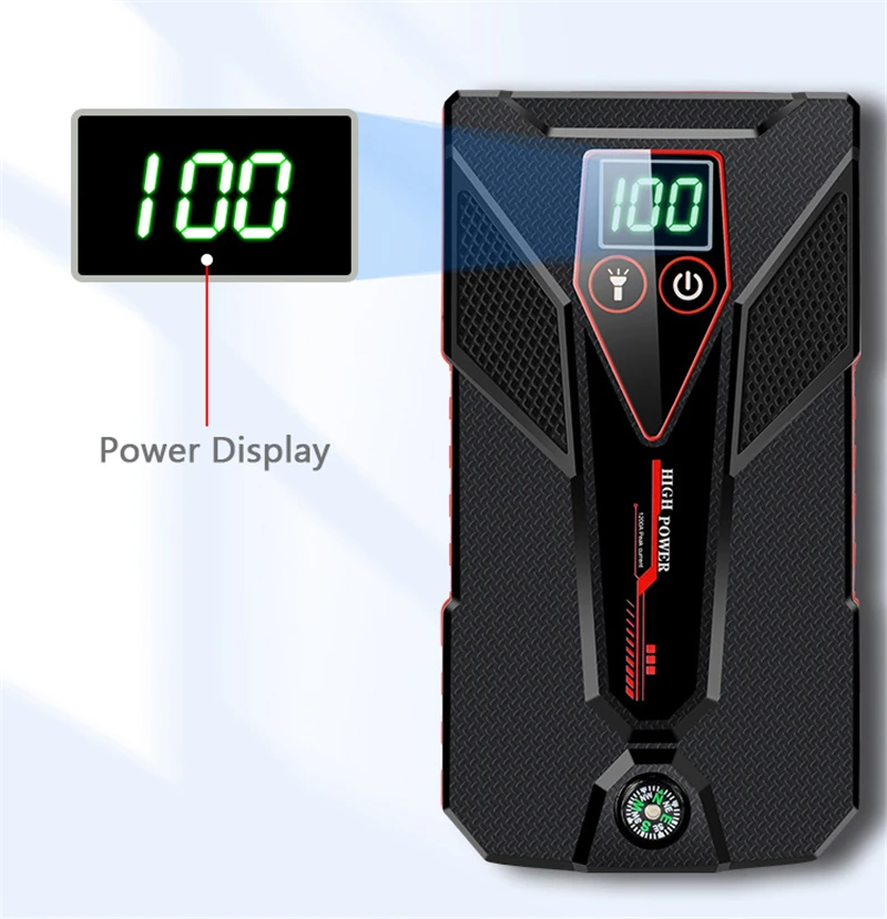 32800mAh Car Jump Starter Power Bank 1200A Portable Emergency Start-up Charger Car Battery Booster Charger 12V Starting Device powerbank 20000