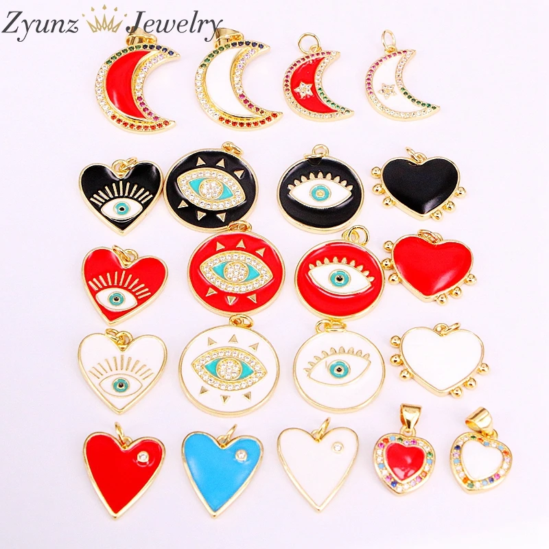 30 шт. в случайном порядке подвески форме сердца/звезды/Луны/круглых глаз с эмалью