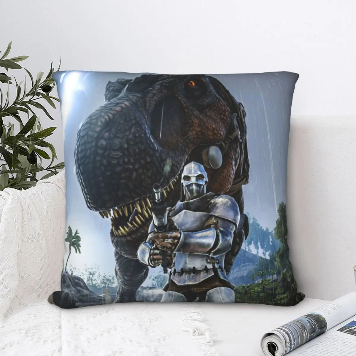 

Tribe Polyester Cushion Cover ARK Survival Evolved Dinosaur ARPG Games For Livingroom Office Decorative Soft Hug Pillowcase