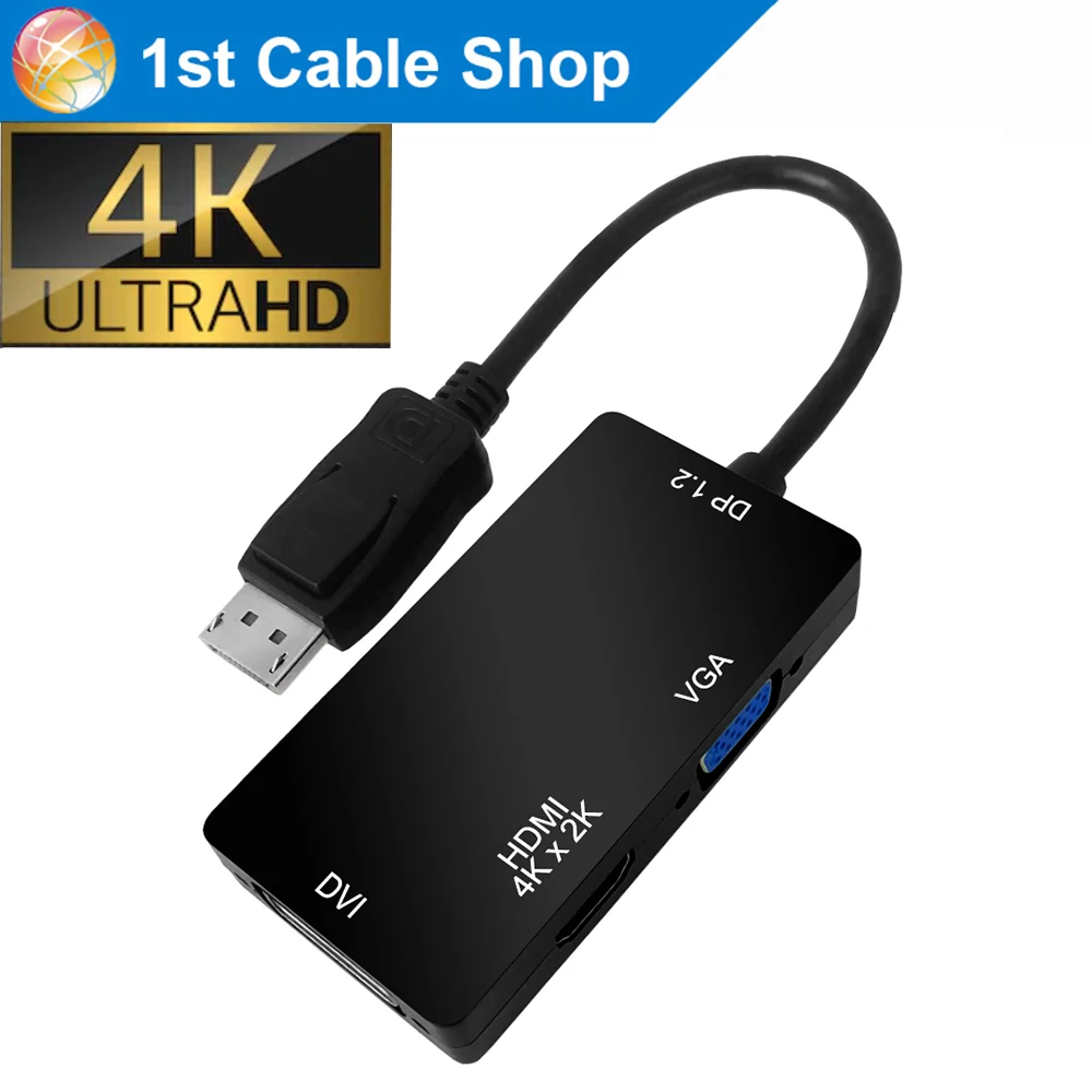 

4K Displayport to VGA HDMI DVI Displayport 1.2 converter adapter cable for HP Dell Asus Lenovo PC laptop monitor