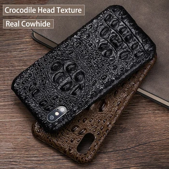 

Luxury Cowhide Phone Case For iPhone 11 Xr 6 6s 7 8 Plus X Xs Max Crocodile skull back caudal fin Cover For 6p 6sp 7p 8p Case