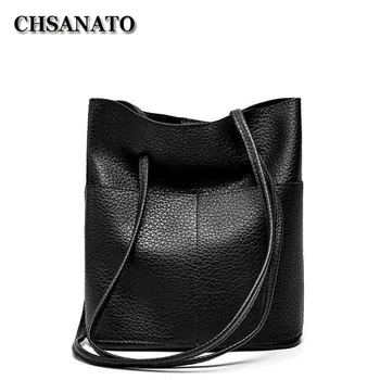 

CHSANATO Women Leather Handbag Bucket Shoulder Bag Ladies Messenger Bag Large Capacity Girls Travel Shopping Tote