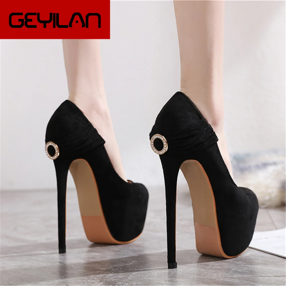 

2020 new Woman 16cm Glitter crystal High Heels 5cm platform Scarpins Talons luxury Shoes Lady black Escarpins Party Wedding Pump