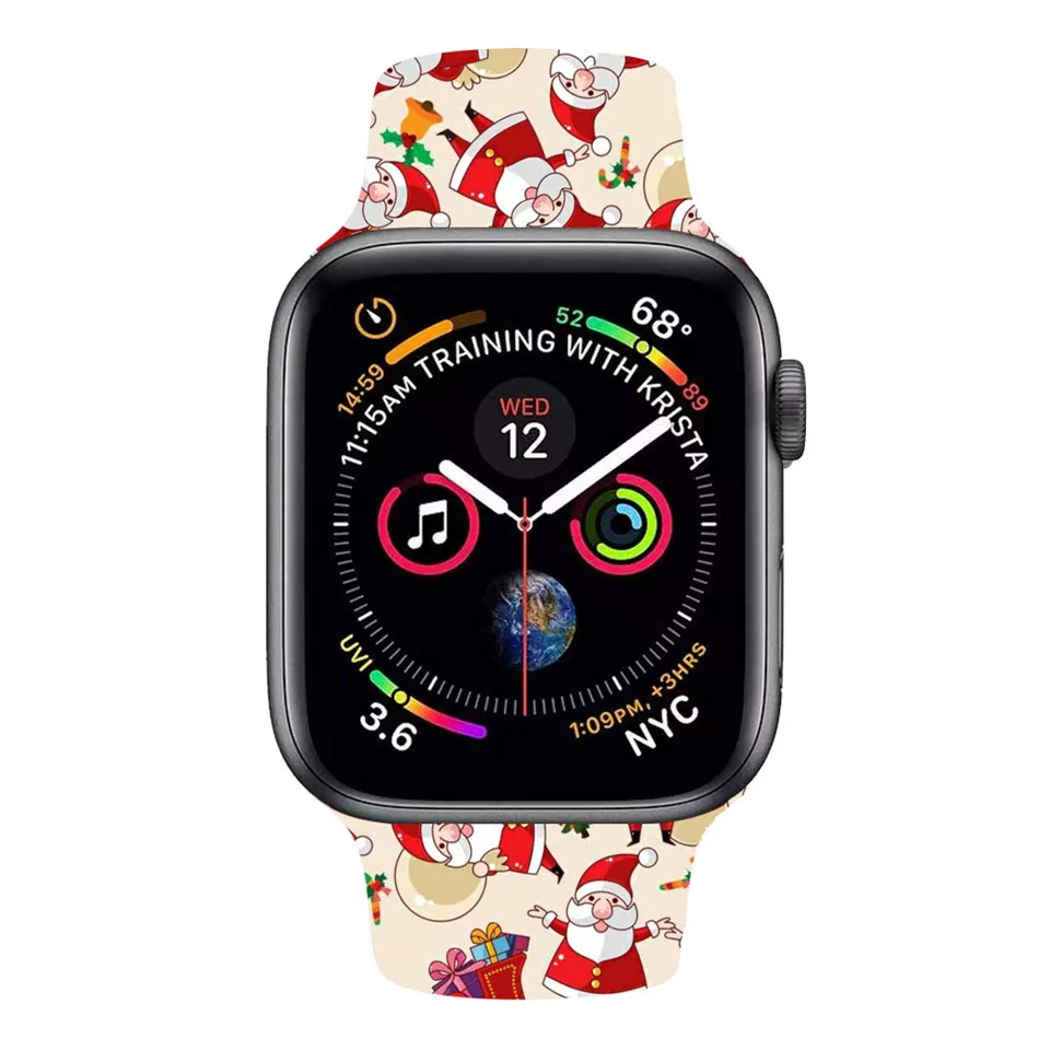 Ремешок для apple watch series 5 4 band correa apple watch 44 мм 40 мм 42 мм 38 мм iwatch 5 4 3 2 1 Рождественский силиконовый браслет