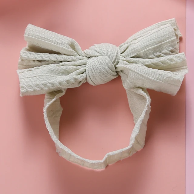 1pcs Cable Knit Nylon Bow Headwrap, One size fits all nylon headbands, wide nylon headbands, baby headbands, Knot bow headwear A2NSNSFB-9843-17