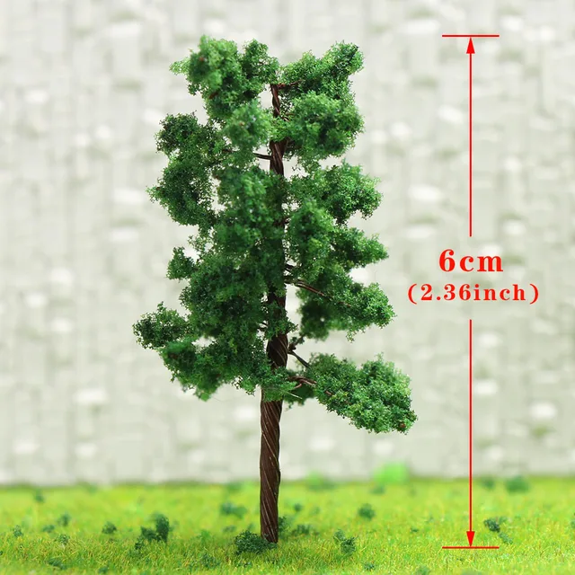 30pcs/60pcs/120pcs N Z Scale Model Trees 6cm 1:160 Iron Wire Green Trees Railroad Layout D6524