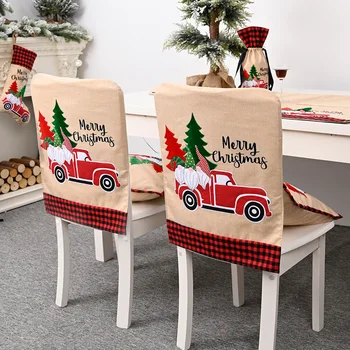 

Christmas Cartoon Chair Back Cover Dining Seat Decor Protect For Banquet Home Fabric Chair Cover Dining Room Chairs Covers