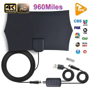 

4K Digital HDTV Aerial Indoor Amplified Antenna 960 Miles Range with HD1080P DVB-T2 Freeview TV for Life Local Channels Broadca
