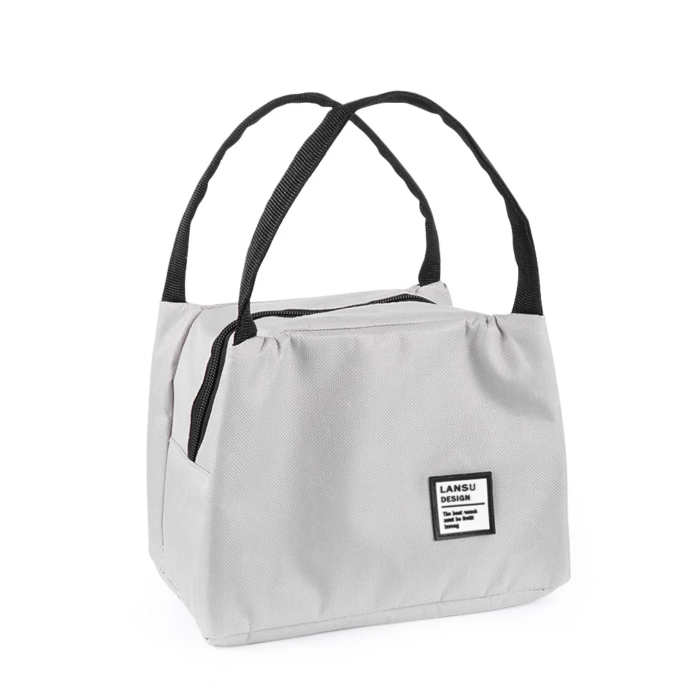 Серый Portable Lunch Bag New Thermal Insulated Lunch Box Tote Cooler Bag Bento Pouch Lunch Container School Food Storage Bags - Цвет: Серый
