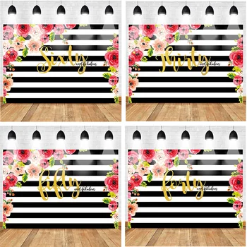 

Mehofoto Forty and Fabulous Backdrop Flower Stripes 30th 40th 50th 60th Birthday Photography Background Women Birthday Party