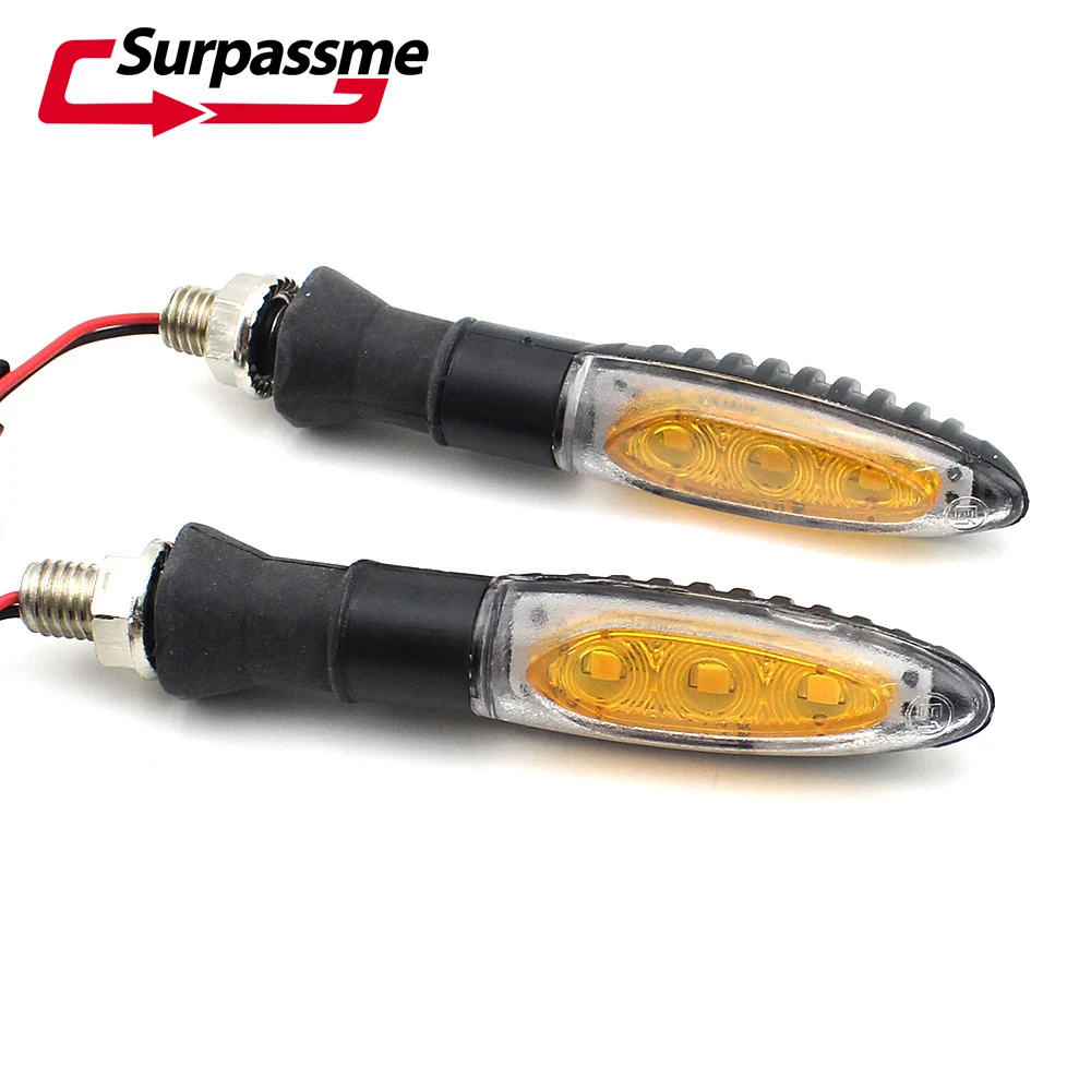 2Pcs Flexible Amber Motorcycle Turn Signals Light Blinkers Indicators Flasher Lamp Motorbike
