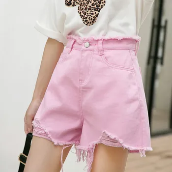 

Pink Denim Shorts Jeans Woman Plus Size Jean Femme High Waist Short Mujer Casual Shorts Feminino Blue Jeans Ladies