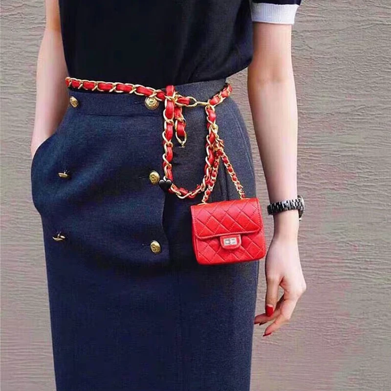 Новинка, поясная сумка из искусственной кожи, поясная сумка для женщин, небольшая сумка, винтажная женская сумка-мессенджер, мини комбинированный пакет - Цвет: Red