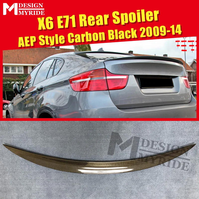 

X6 E71 Spoiler Lip Tail Wing P Style Real Carbon Fiber For BMW X Series E71 Auto Car Rear Trunk Diffuser Stem Spoiler 2009-2014