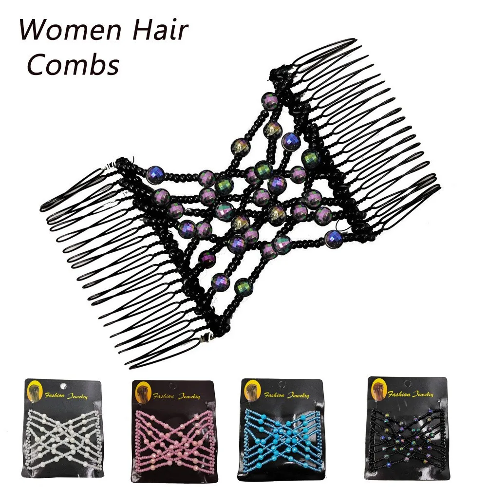 Magic Hair Comb Ladies Bead Stretchy Women Hair Combs Professional
