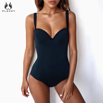

Sexy V Neck Solid Push Up One Piece Swimsuit Ladies 2020 Monokini Bodysuit Swimwear Women Swim Bathing Suit Trikini