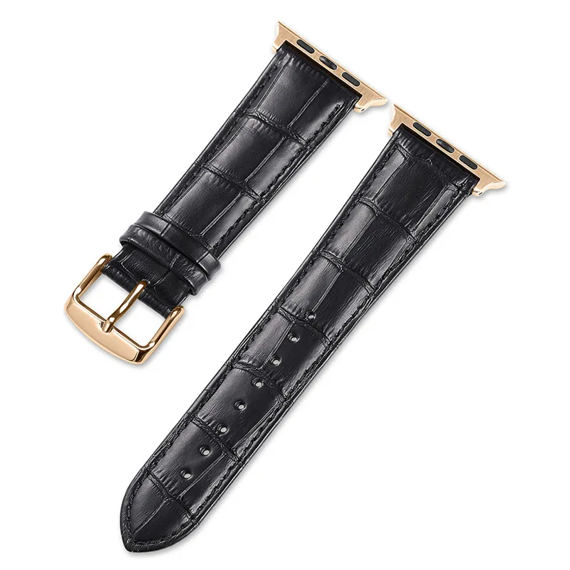Black-rose gold IStrap ремешок для часов аpple 38 мм 42 мм Натуральная кожа 40 мм 44 мм черный коричневый ремешок с пряжкой - Цвет ремешка: Black-rose gold