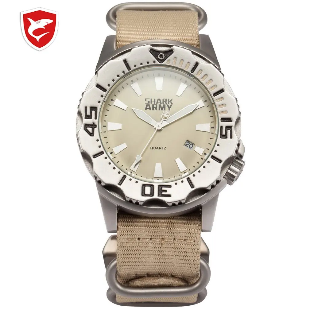 

SHARK ARMY Full Steel 100m Waterproof Date Display Black Nylon Band Luminous Hands Reloj Military Sport Quartz Men Watch /SAW193