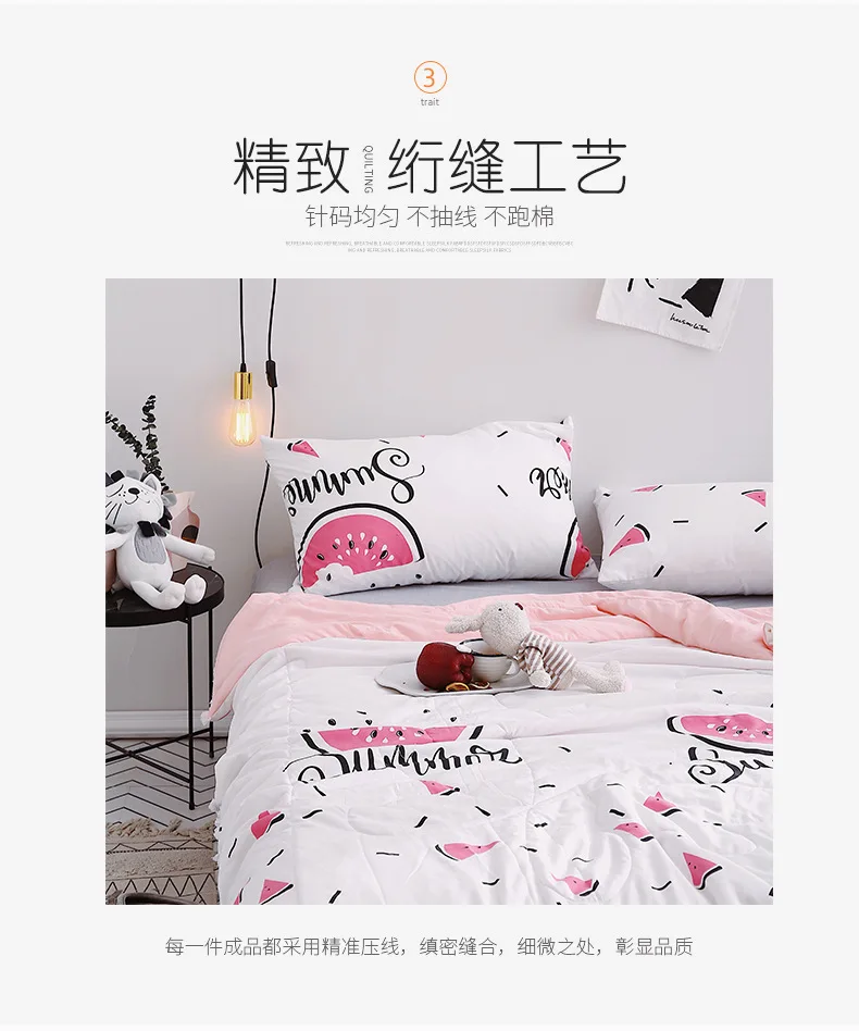 Strength Manufacturers Direct Selling New Style Single Double Summer Quilt Three-piece Set Machine Washable Washed Cotton Summer