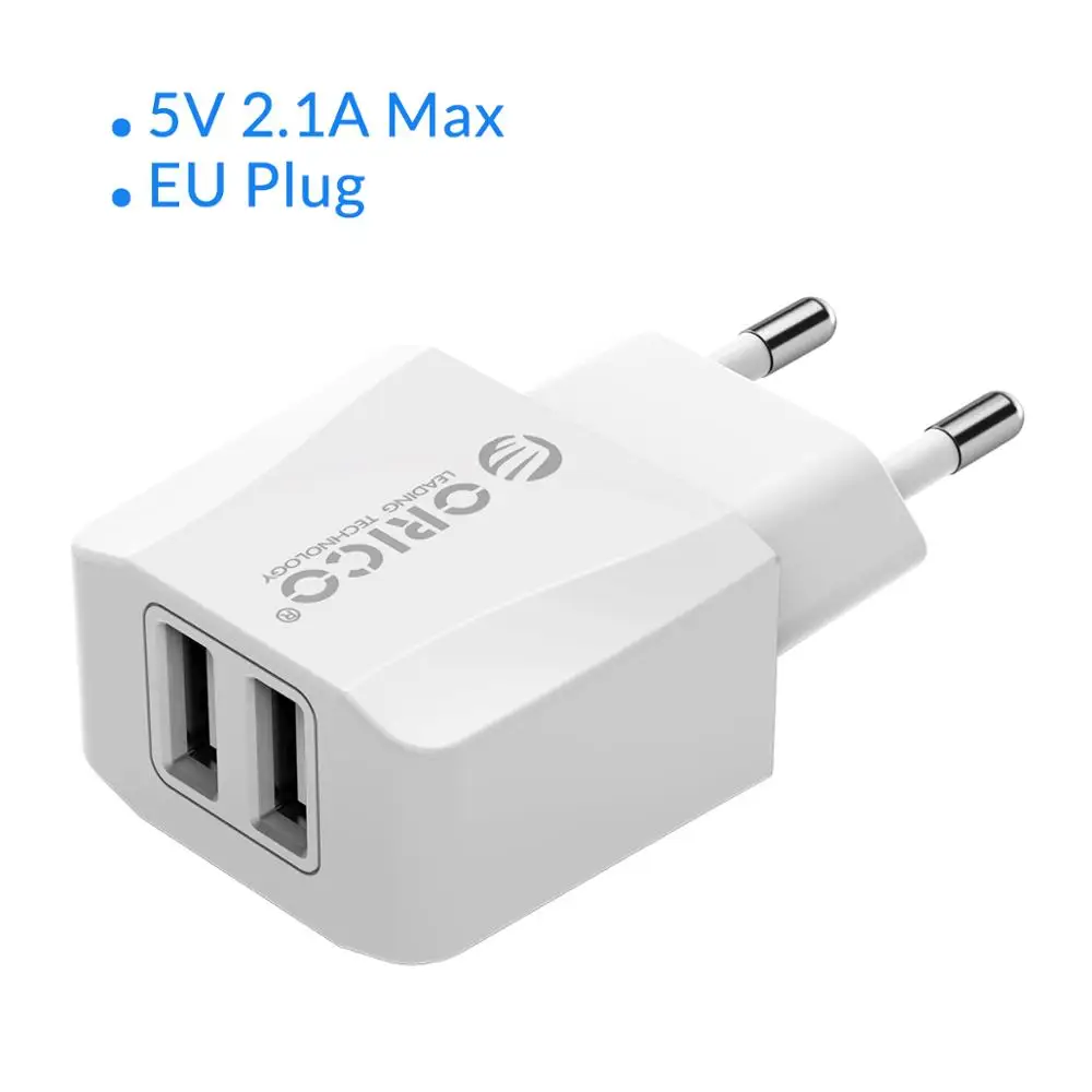 ORICO 5V 2.1A USB зарядное устройство 2 порта для путешествий зарядное устройство для iPhone iPad samsung Xiaomi huawei EU зарядное устройство для мобильного телефона - Тип штекера: White