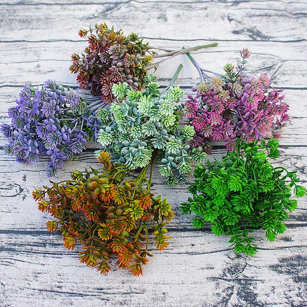 

1PCS Plastic Succulent Plants Artificial Fall Leaves DIY Wedding Decoration Plant Fake Flowers Wreath Home Artificial Plants