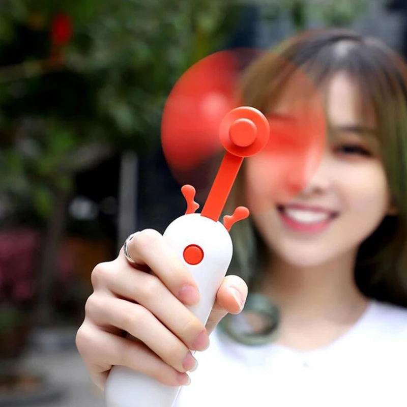 

Handheld USB Mini Fan Cartoon Foldable Electric Fan with Hanging Rope Rechargeable Portable Office Table Air Cooler