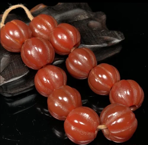 

Unique Tibetan old agate Melon Bracelet Scattered Buddha beads Rosary necklace