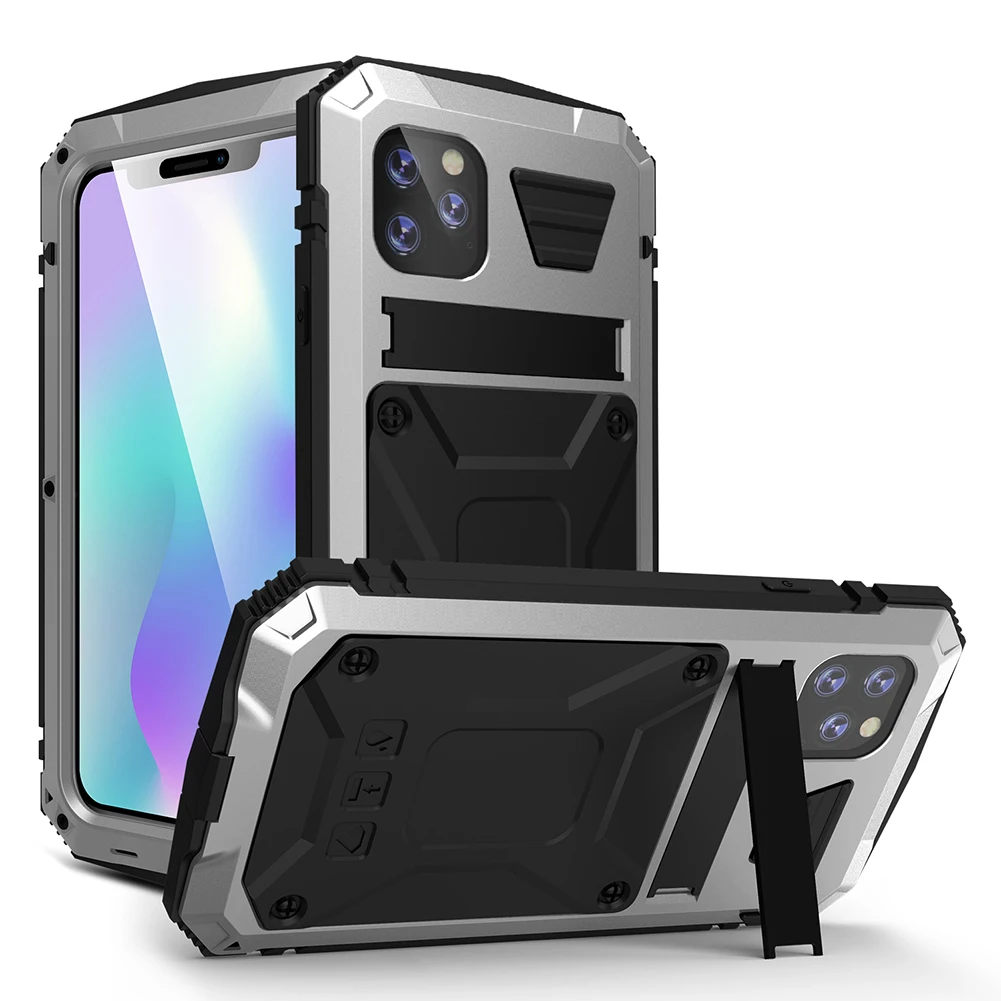 

For iPhone 11 11 Pro Case 360 Protection Waterproof Shockproof Metal Stand Heavy Duty Hybrid Armor Cover For iPhone 11 Pro Max