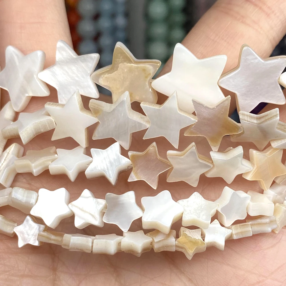 Natural Star Shell Mother of Pearl Beads for Jewelry Making - Multi-Size Loose Spacer Beads for DIY Accessories
