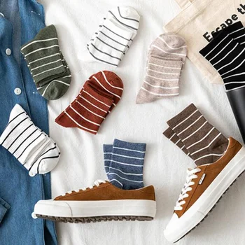 

1 Pair Women Socks New Autumn Winter Japanese Fashion Harajuku Colorful Striped Socks Medias Cotton Thick Warm Long Funny Socks