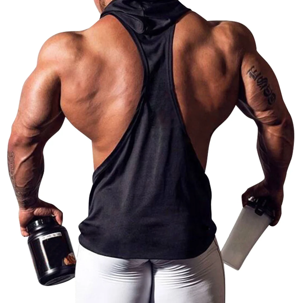 Мужские майки с капюшоном для фитнеса, повседневные топы без рукавов, толстовки с карманами FK88