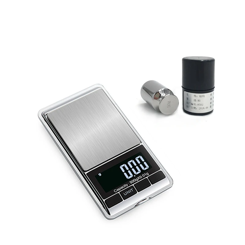 1000 г электронные весы для ювелирных изделий 0,1 г точные карманные мини-весы с подсветкой поставляются с калибровочными весами М1 грамм - Цвет: Scale-50g weight