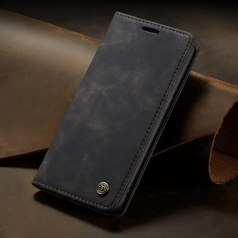 Роскошный Магнитный флип чехол для Xiaomi Redmi Note 8 Pro чехол-книжка из матовой кожи, чехол книжка для мобильного телефона Redmi Note 8 - Цвет: Black Case