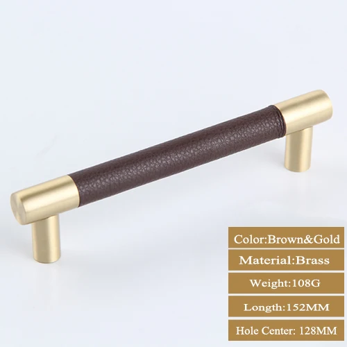 Brown Gold 128MM Ручки для шкафа, ручки для шкафа, ручки для кухни, 1 шт - Цвет: Brown Gold 128MM
