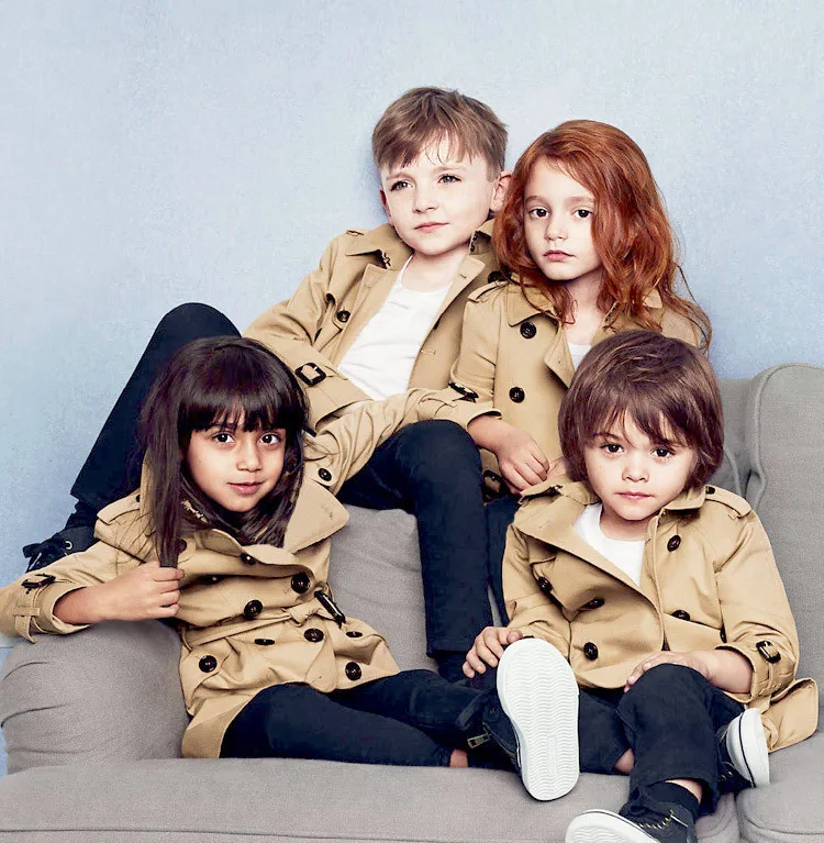Boy's Casual Trench Coat Spring & Fall Girl's Jacket Medium Length Top Children's British Windbreaker Outerwear X57