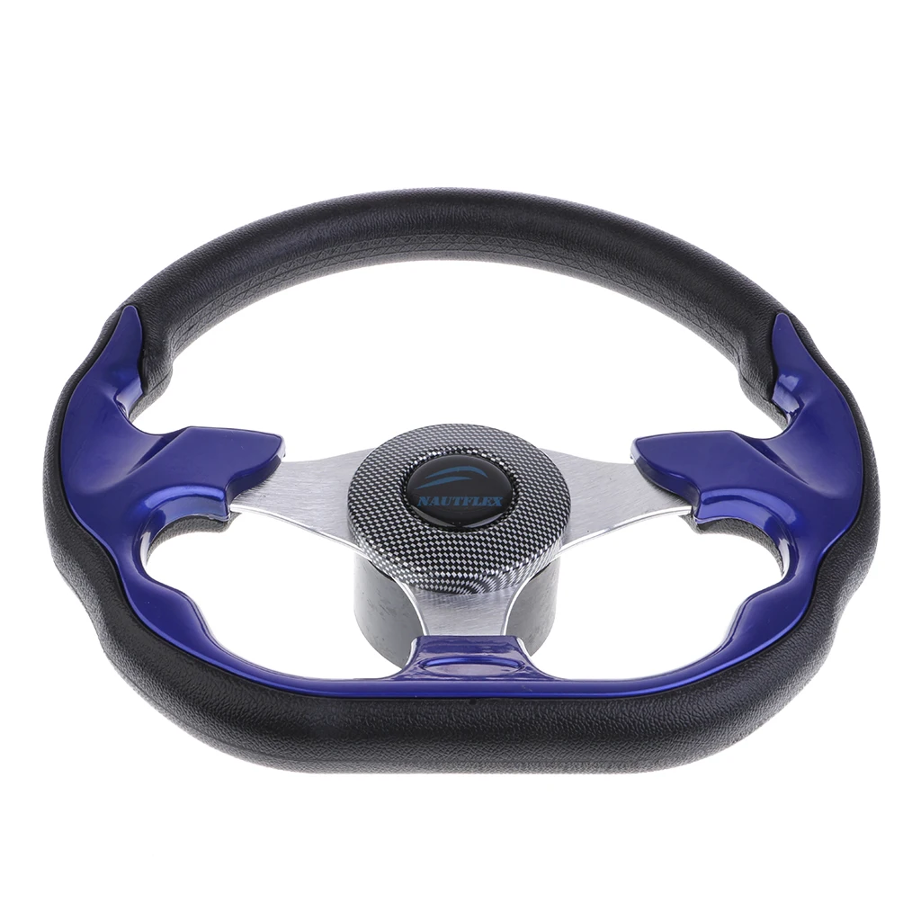 320mm Universal Black Blue Flat Bottom D-Shape 320MM Racing Sport Steering Wheel With Soft Grip Boat Accessories Marine Pesca