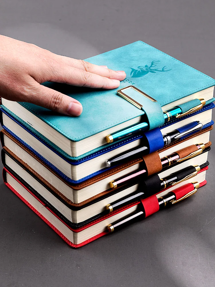 Deer Journal Diary NoteBook A5 PU Cover Metal Buckle Thickened Paper 2 Side Writing Notepad For School Student Agenda Stationery